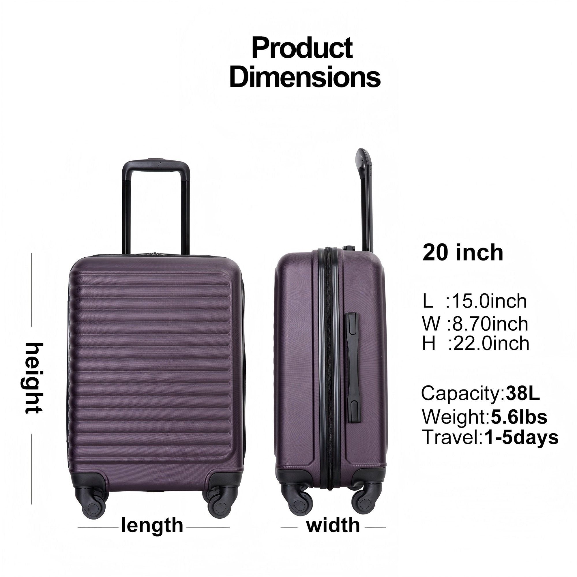 20" Carry On Lightweight Hardside Luggage with Spinner Wheels