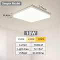 Square LED Ceiling Lamp - Bedroom Lighting in Neutral White, Cold White, and Warm White - 48W, 36W, 24W, 18W Options for Living Room Brilliance