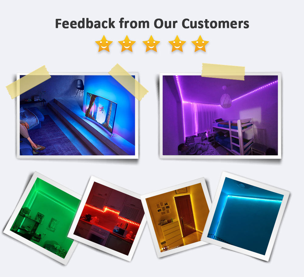 Vivid ColorRGB 5050 LED Strip Light: Bluetooth App-Controlled, USB-Powered, Flexible Ribbon Tape for TV Backlight with 16 Million Colors