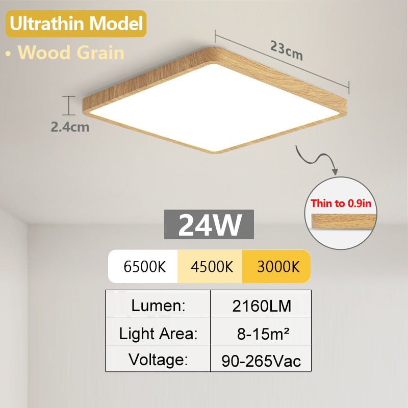 Square LED Ceiling Lamp - Bedroom Lighting in Neutral White, Cold White, and Warm White - 48W, 36W, 24W, 18W Options for Living Room Brilliance