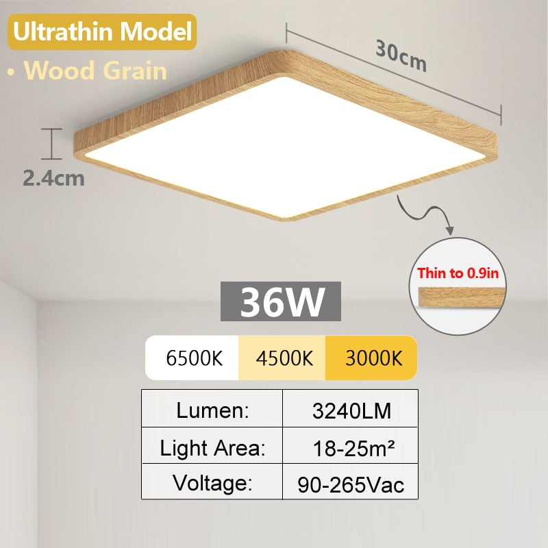 Square LED Ceiling Lamp - Bedroom Lighting in Neutral White, Cold White, and Warm White - 48W, 36W, 24W, 18W Options for Living Room Brilliance
