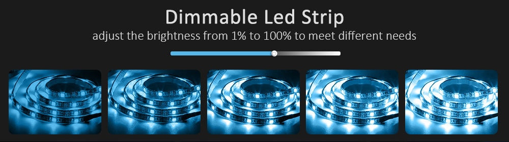 Vivid ColorRGB 5050 LED Strip Light: Bluetooth App-Controlled, USB-Powered, Flexible Ribbon Tape for TV Backlight with 16 Million Colors