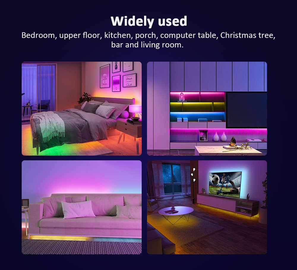 Vivid ColorRGB 5050 LED Strip Light: Bluetooth App-Controlled, USB-Powered, Flexible Ribbon Tape for TV Backlight with 16 Million Colors