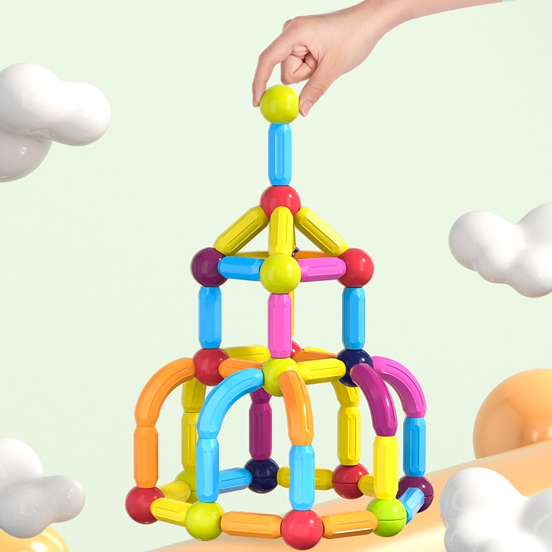 Montessori Educational Toys for Kids: Magnetic Construction Set with Magnetic Balls and Stick Building Blocks - Perfect Gift for Children