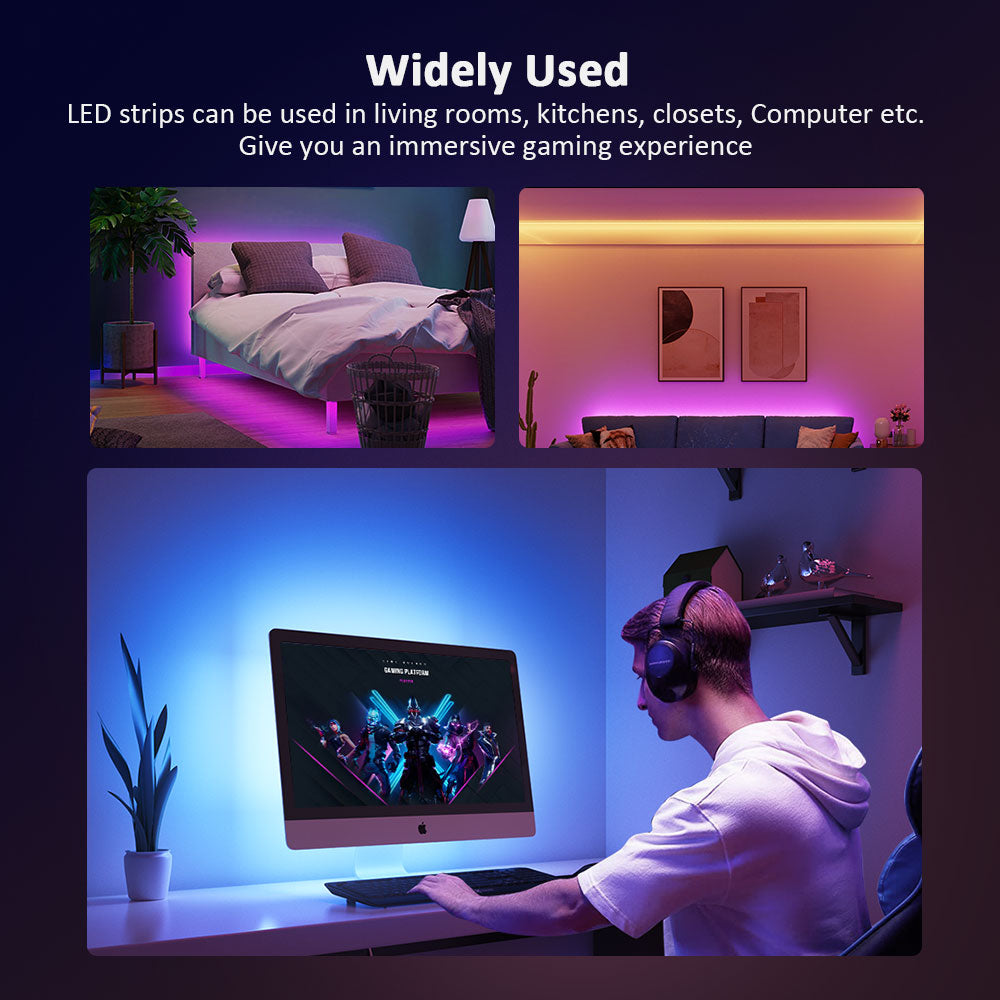 Vivid ColorRGB 5050 LED Strip Light: Bluetooth App-Controlled, USB-Powered, Flexible Ribbon Tape for TV Backlight with 16 Million Colors