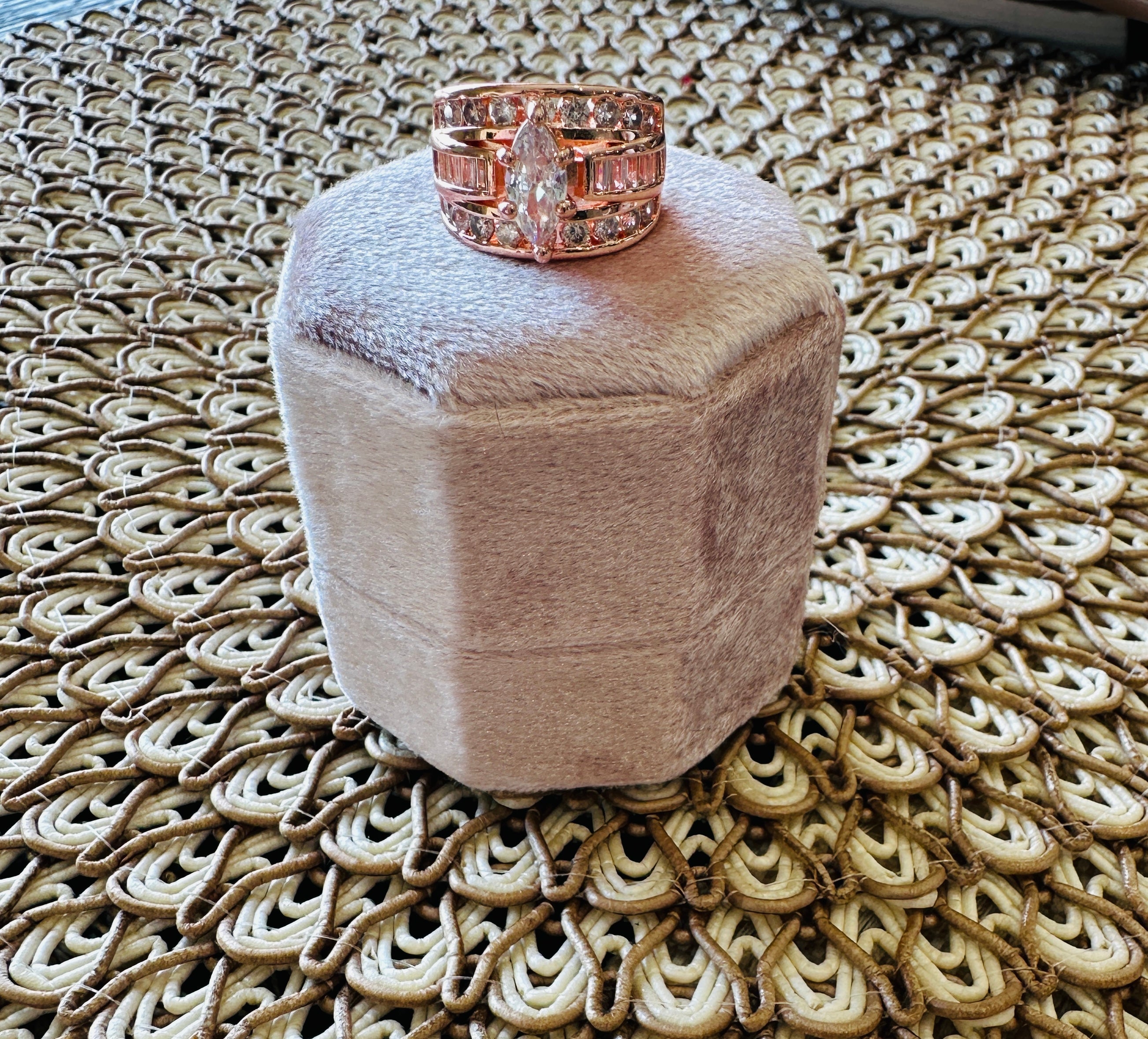Victoria Marquise Cut Stacked Ring-Champagne Gold