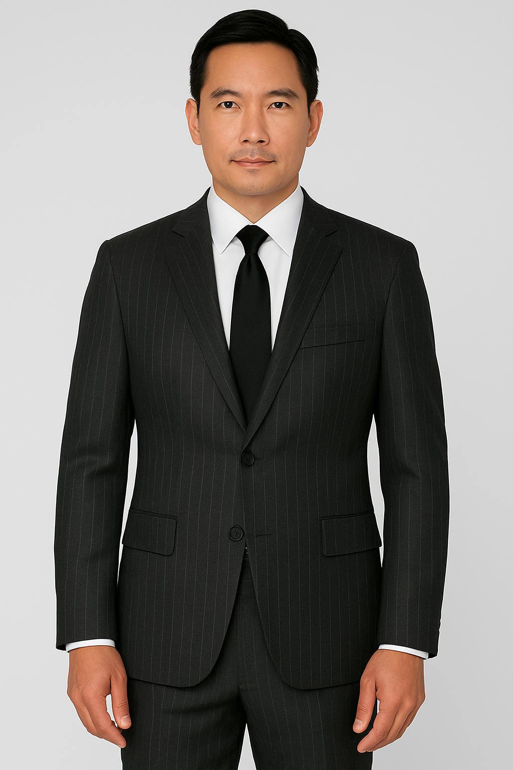 2 Piece Wool Suit -Charcoal Pinstripe