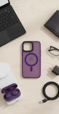 For Magnetic phone case For iPhone 15 14 13 Pro Max Plus Hard PC Bumper Cover Dark Purple
