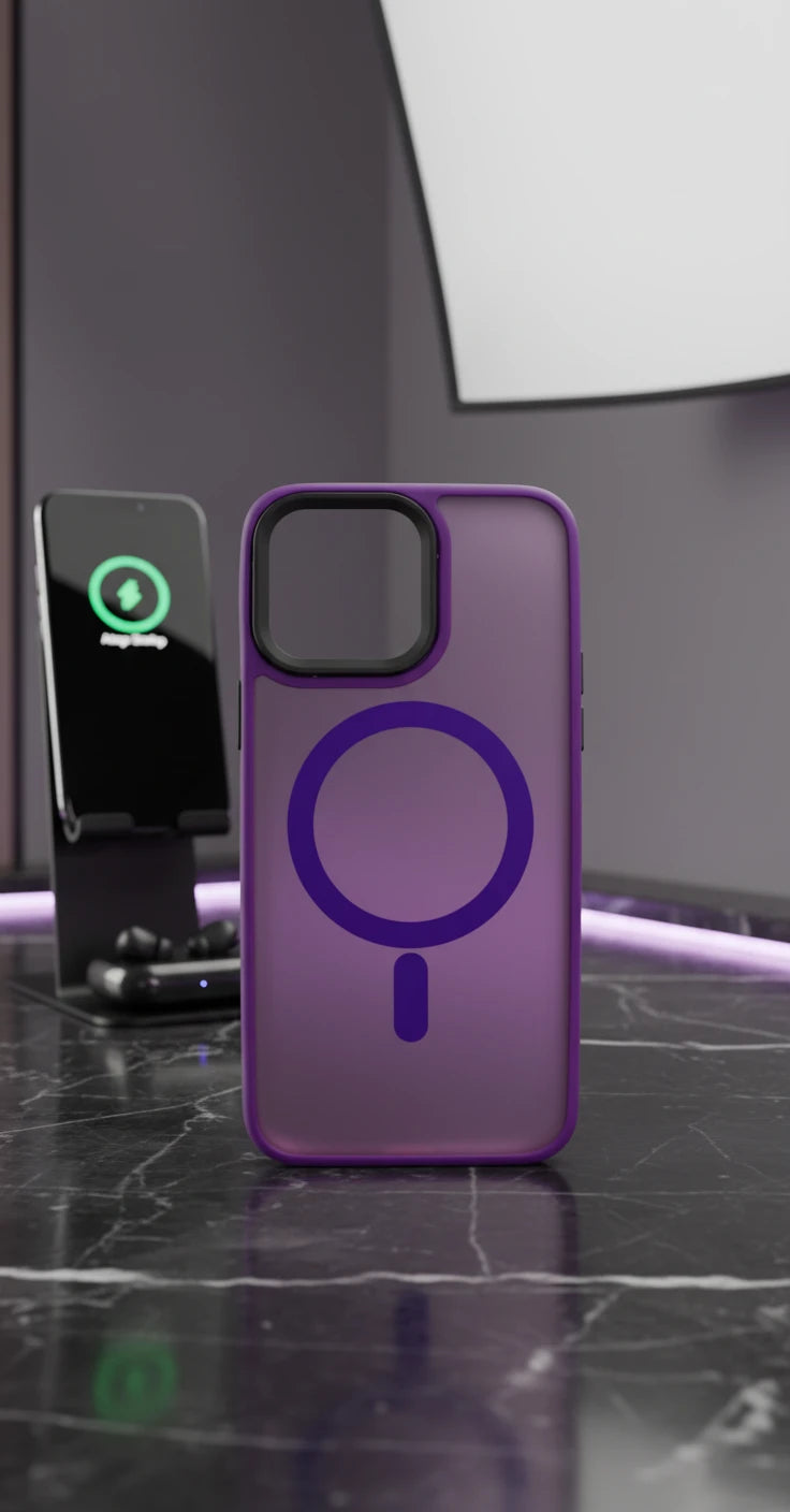 For Magnetic phone case For iPhone 15 14 13 Pro Max Plus Hard PC Bumper Cover Dark Purple