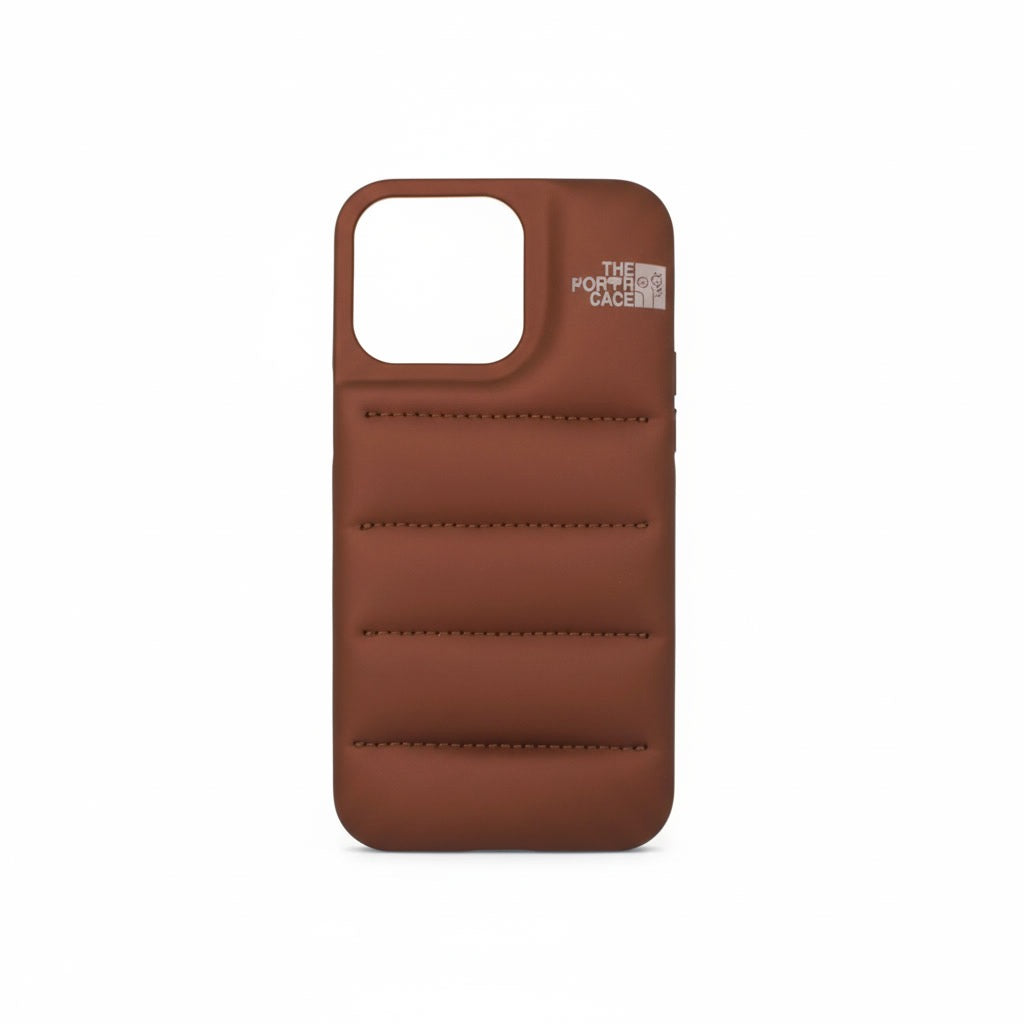 For iPhone phone case For Fashion Brand Down Jacket Phone Case For iPhone Coffee Copper Color