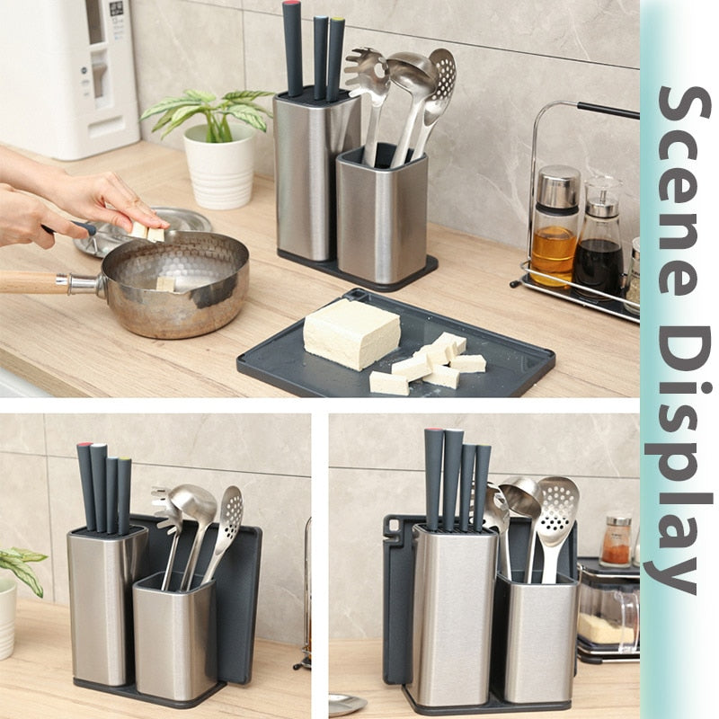 Stainless Steel Knife Holder for Kitchen Knife Set - Organize Your Cooking Utensils with Style and Functionality