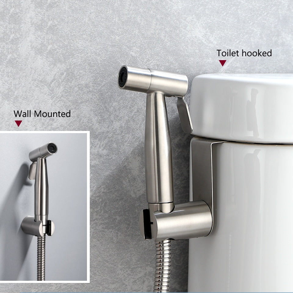 Stainless Steel Handheld Bidet Sprayer Set for Toilet - Bathroom Hand Bidet Faucet with Self-Cleaning Shower Head