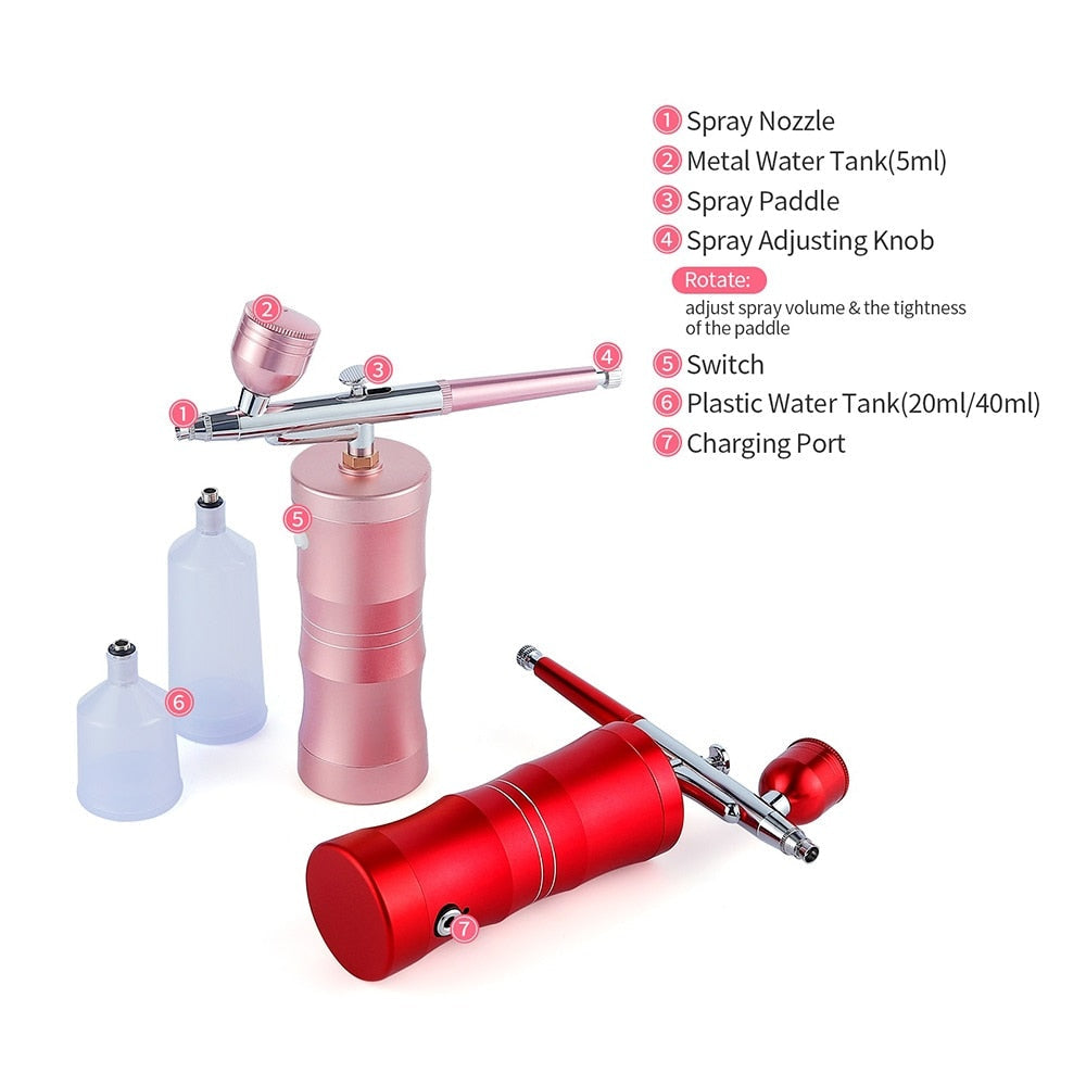 Foreverlily Mini Air Compressor Kit Air-Brush Paint Spray Gun Airbrush For Nail Art Tattoo Craft Cake Face Nano Fog Mist Sprayer