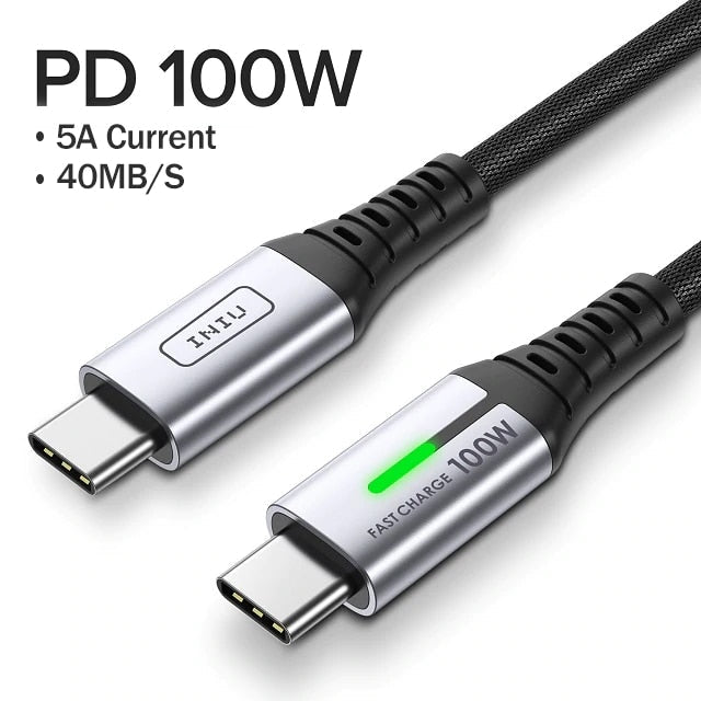 INIU 100W USB C to USB Type C Cable PD 5A QC Fast Charging Phone Charger Cord For Samsung S23 iPad Pro MacBook Tablets LG Google