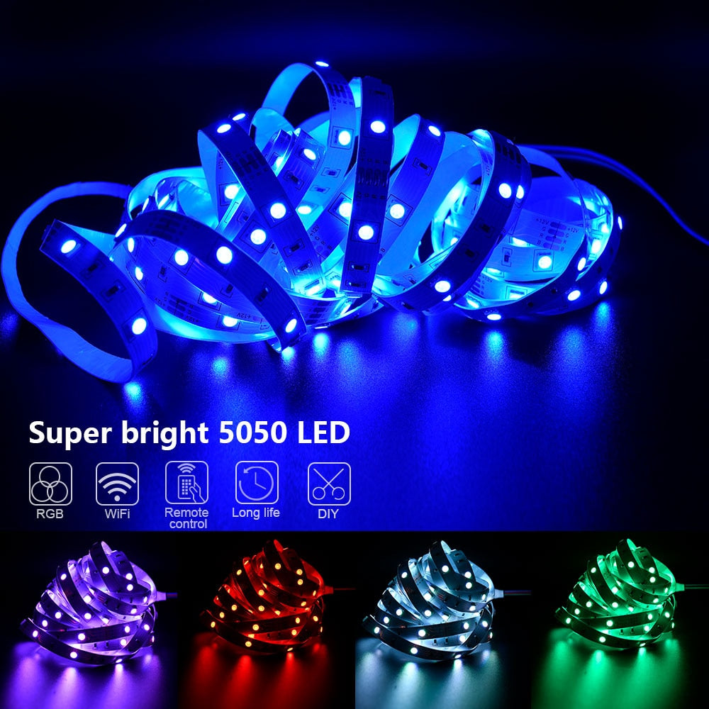 Vibrant DIY RGB LED Strip Light - Create a Stunning Ambiance with a Flexible 5050/SMD3535 Ribbon, Bluetooth Control, and DC 12V Power - Ideal for Christmas Decor and More