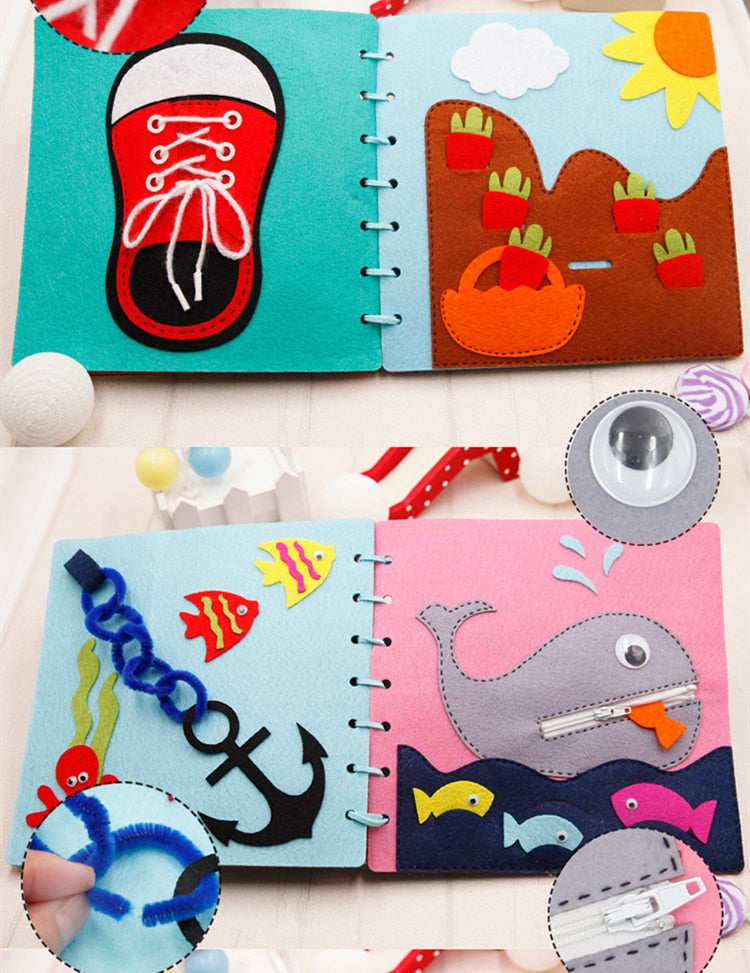 Cloth Book Toddler Montessori Toys DIY Craft Castle Rainbow  Handmade Book Busy Board Baby Early Learning Education Basic Life