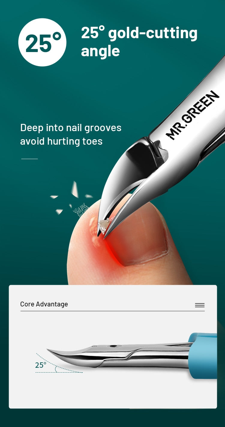 MR.GREEN Nail Clippers Toenail Cutters Pedicure Manicure Tools Anti-Splash Ingrown Paronychia Professional Correction Tool Sets