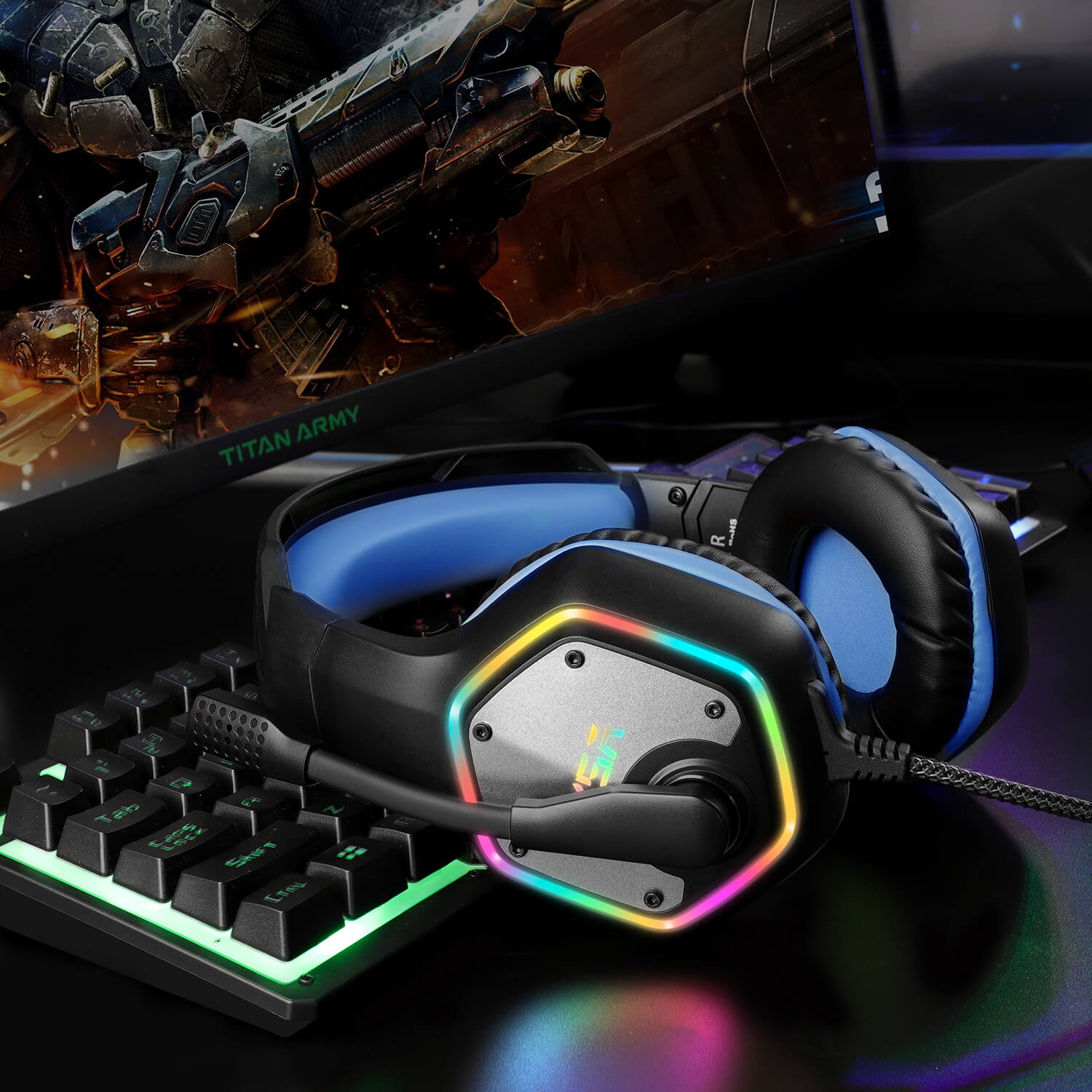 Gaming Headphones For PC/PS4/PS5 EKSA E1000 7.1 Surround RGB Gaming Headset Gamer USB Wired Headphones with Noise Cancelling Mic