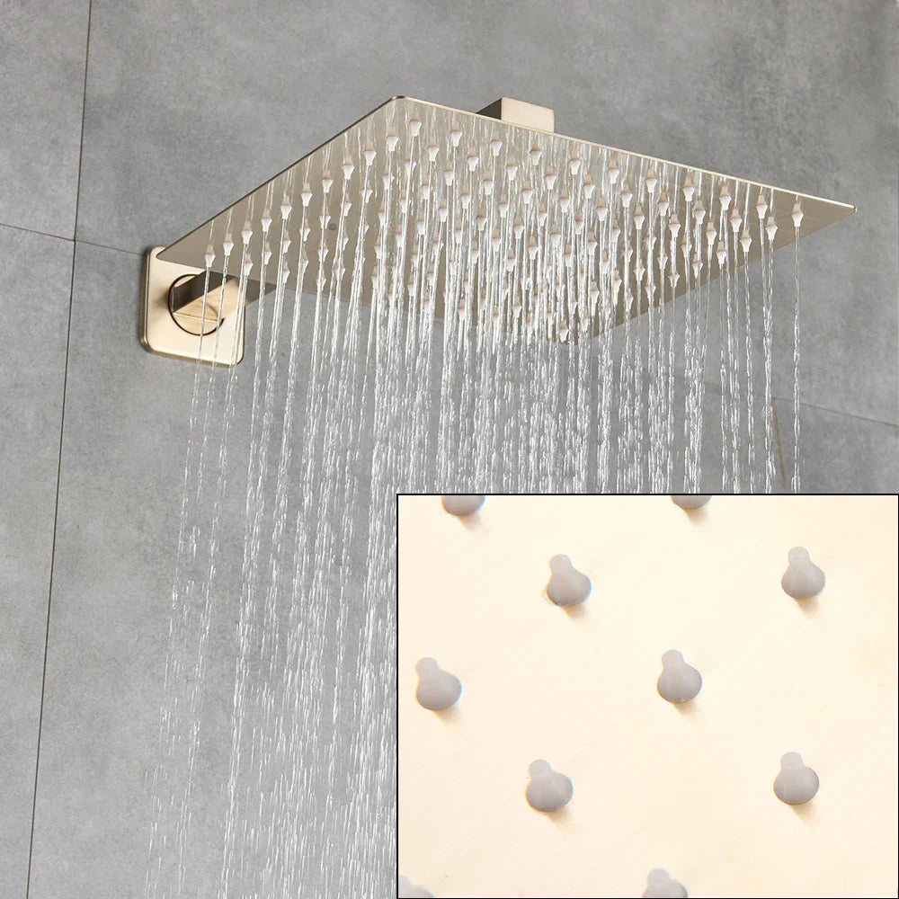 DecorBites™ Brushed Gold Rainfall Shower Set with Single Handle Wall Mounted Mixer