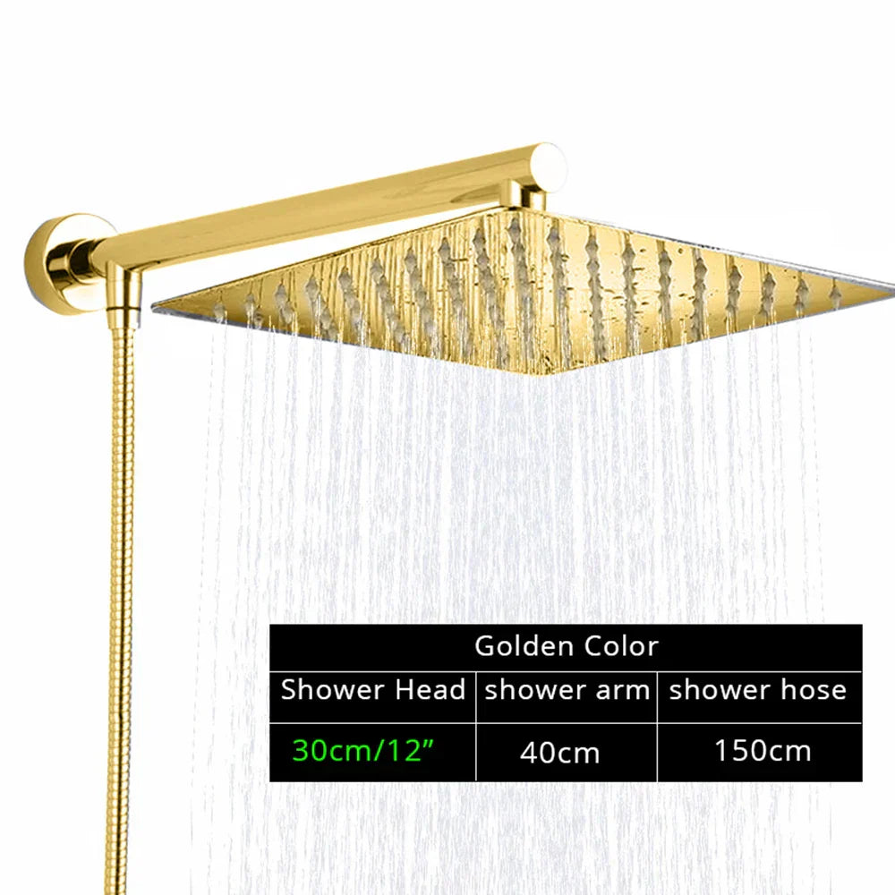 DecorBites™ Bright Chrome 8" Shower Head with 15" Arm and 59" Hose - Wall Mounted Rainfall