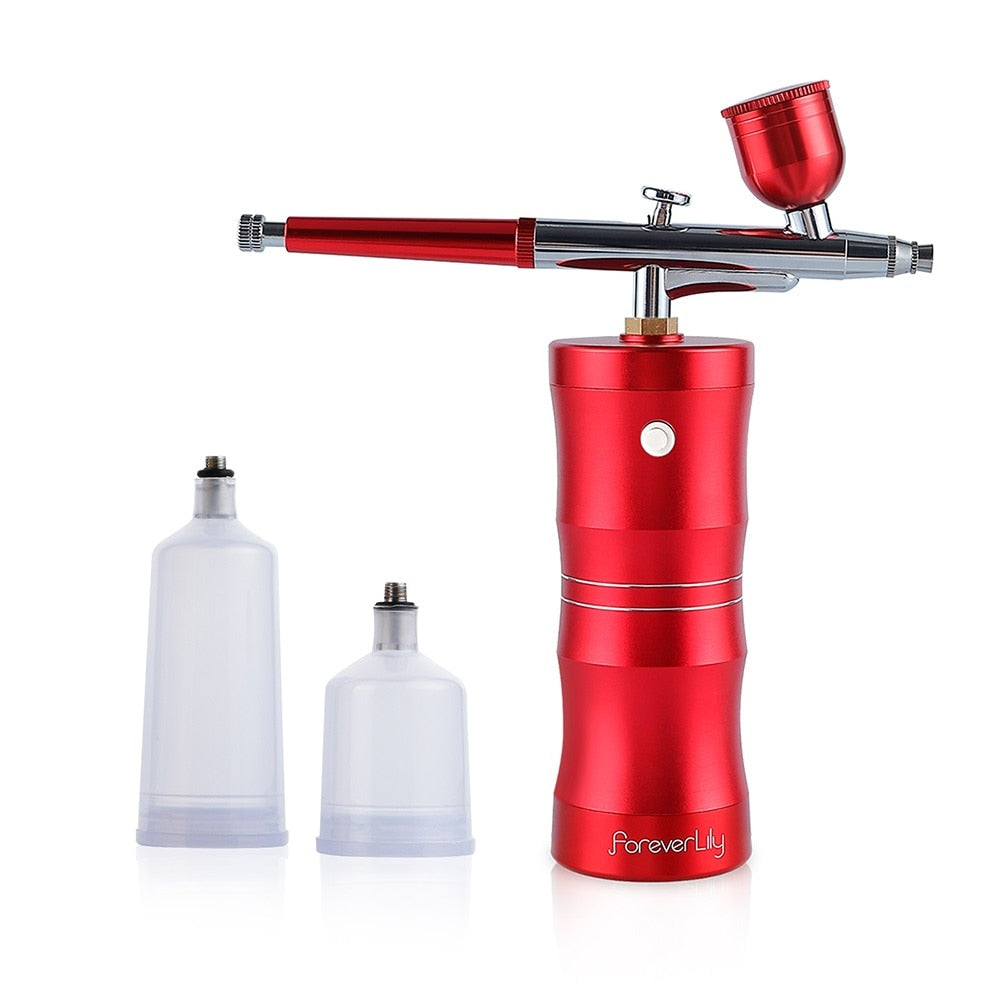 Foreverlily Mini Air Compressor Kit Air-Brush Paint Spray Gun Airbrush For Nail Art Tattoo Craft Cake Face Nano Fog Mist Sprayer