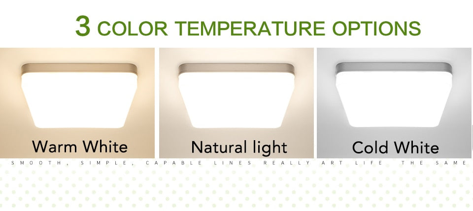 Square LED Ceiling Lamp - Bedroom Lighting in Neutral White, Cold White, and Warm White - 48W, 36W, 24W, 18W Options for Living Room Brilliance