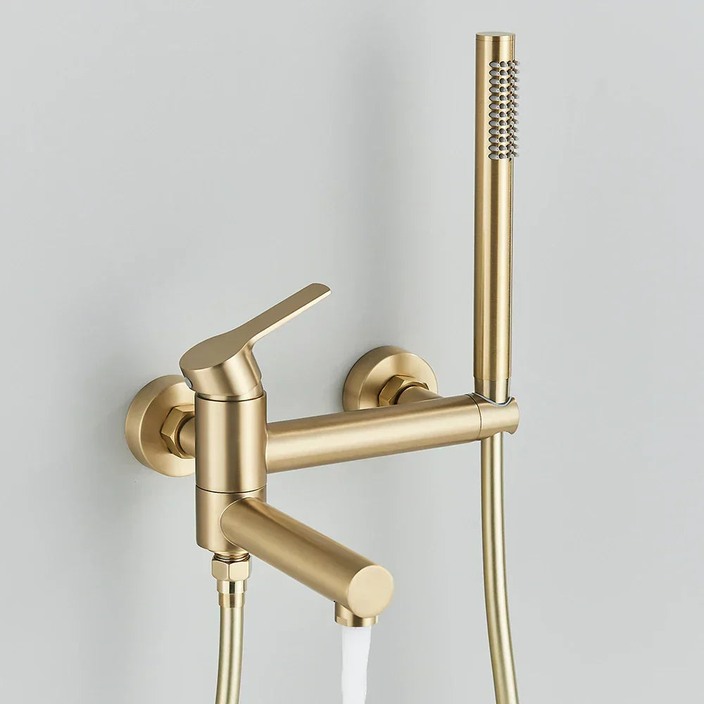 DecorBites™ Gold Bathtub Faucet with Swivel Tub Spout & Full Shower Set.