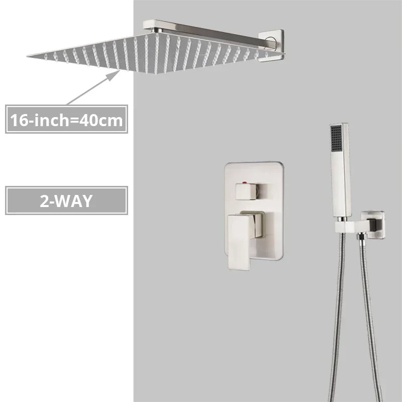 DecorBites™ Brushed Nickel Shower System with Rain Shower Head for Wall Mounted Bathroom