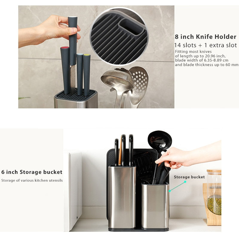 Stainless Steel Knife Holder for Kitchen Knife Set - Organize Your Cooking Utensils with Style and Functionality