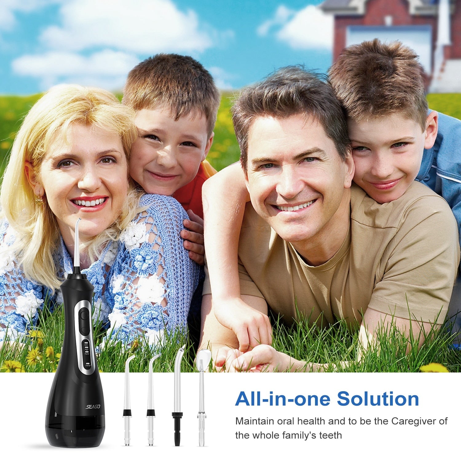SEAGO Oral Dental Irrigator Portable Water Flosser USB Rechargeable Water Jet IPX7 Dental  200ML Water Tank