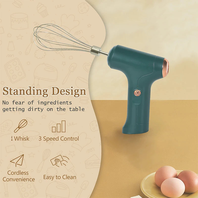 Electric Cordless Portable Plastic PP 23W Automatic Push Button Immersion Hand Blender Whisk 6 Blades Smoothies Maker Battery