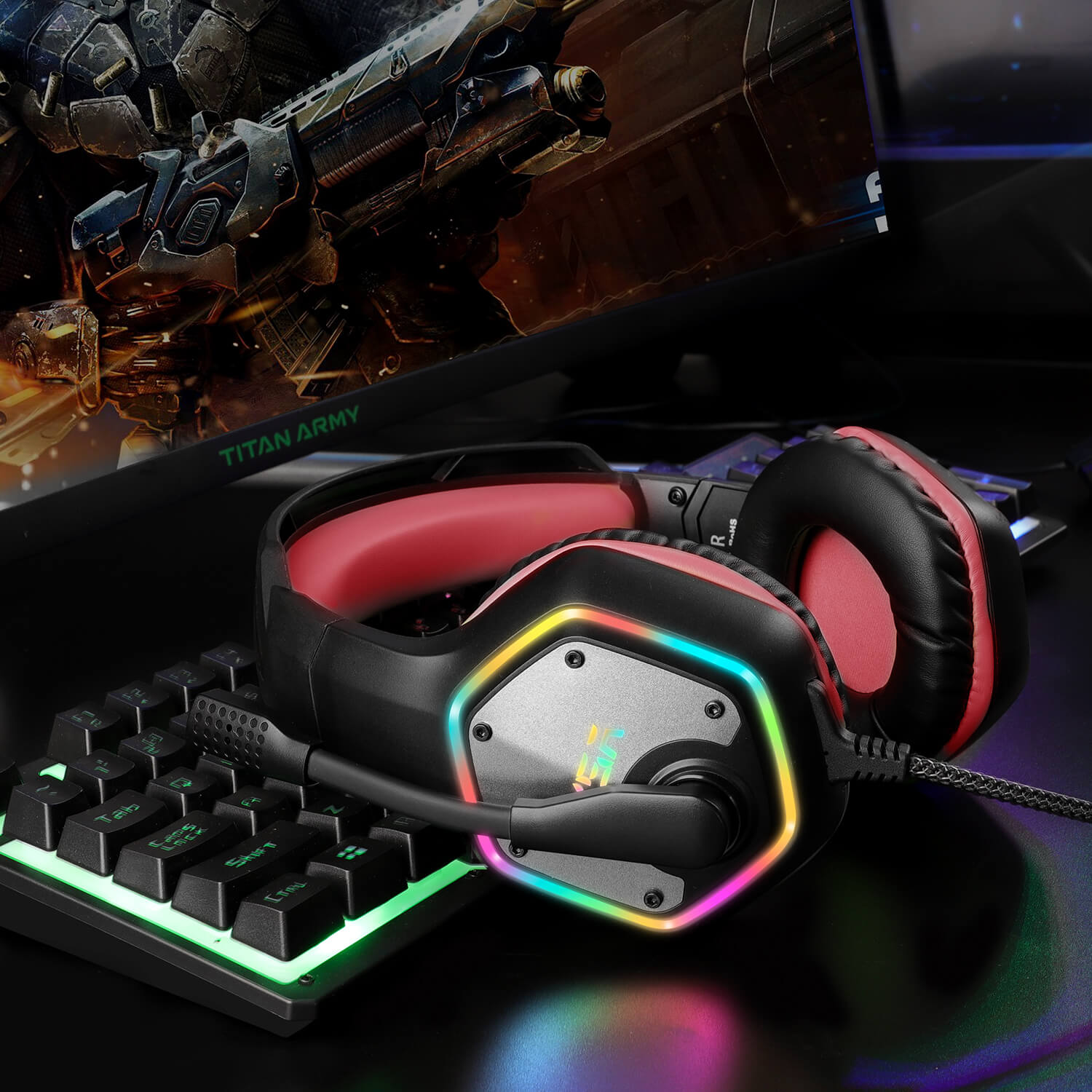 Gaming Headphones For PC/PS4/PS5 EKSA E1000 7.1 Surround RGB Gaming Headset Gamer USB Wired Headphones with Noise Cancelling Mic