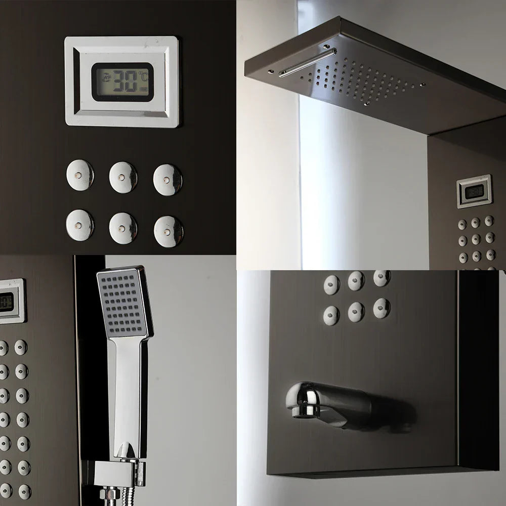 DecorBites™ Brushed Nickel Shower Column with Tub Spout & Hand Shower System