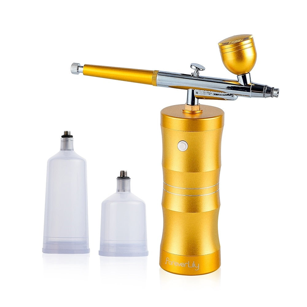Foreverlily Mini Air Compressor Kit Air-Brush Paint Spray Gun Airbrush For Nail Art Tattoo Craft Cake Face Nano Fog Mist Sprayer
