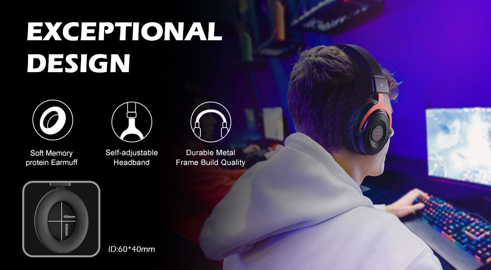 Professional Gaming Headset - Stereo Wired Game Headphones with Microphone for PS4, Smartphone, Xbox, and PC