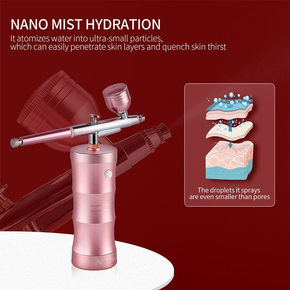 Foreverlily Mini Air Compressor Kit Air-Brush Paint Spray Gun Airbrush For Nail Art Tattoo Craft Cake Face Nano Fog Mist Sprayer