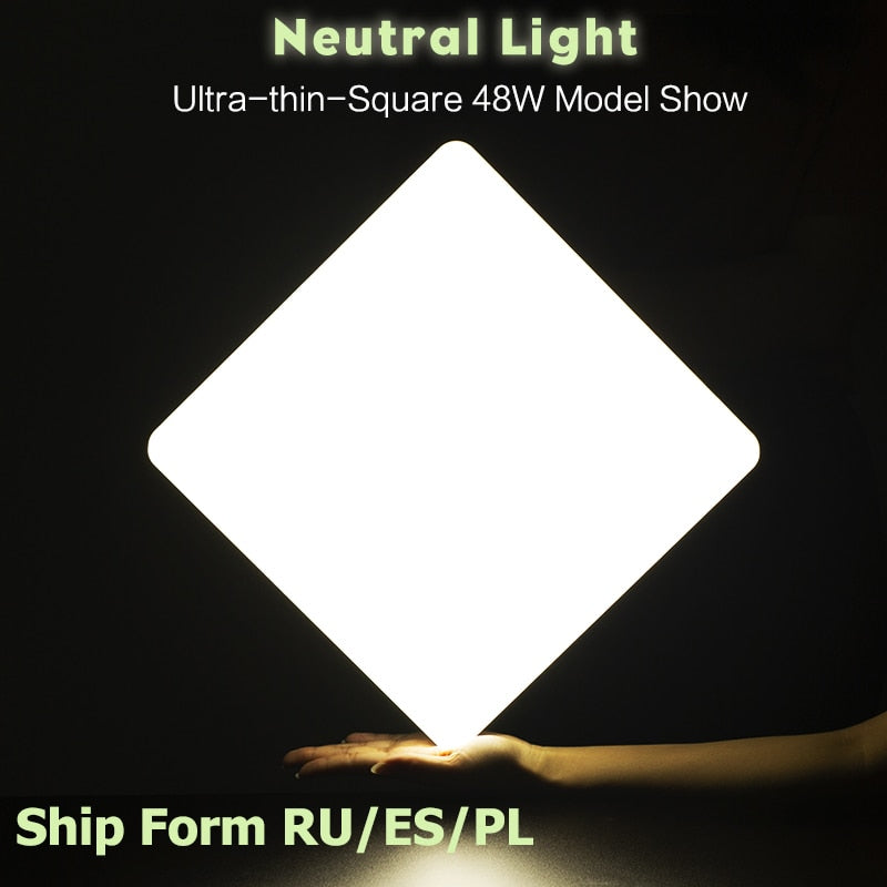 Square LED Ceiling Lamp - Bedroom Lighting in Neutral White, Cold White, and Warm White - 48W, 36W, 24W, 18W Options for Living Room Brilliance