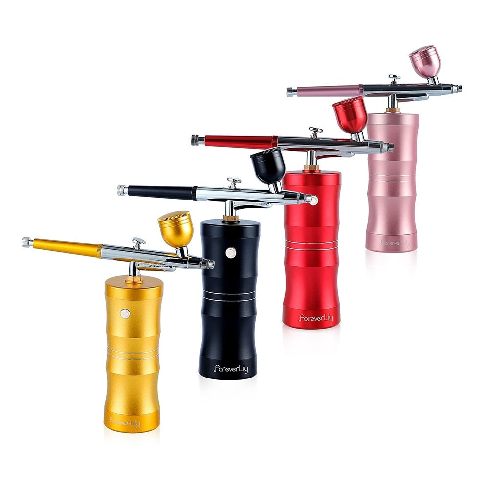 Foreverlily Mini Air Compressor Kit Air-Brush Paint Spray Gun Airbrush For Nail Art Tattoo Craft Cake Face Nano Fog Mist Sprayer