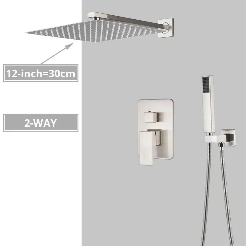 DecorBites™ Brushed Nickel Shower System with Rain Shower Head for Wall Mounted Bathroom