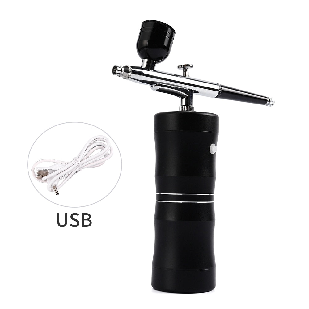 Top 0.3mm Mini Air Compressor Kit Air-Brush Paint Spray Gun Airbrush For Nail Art Tattoo Craft Cake Nano Fog Mist Sprayer