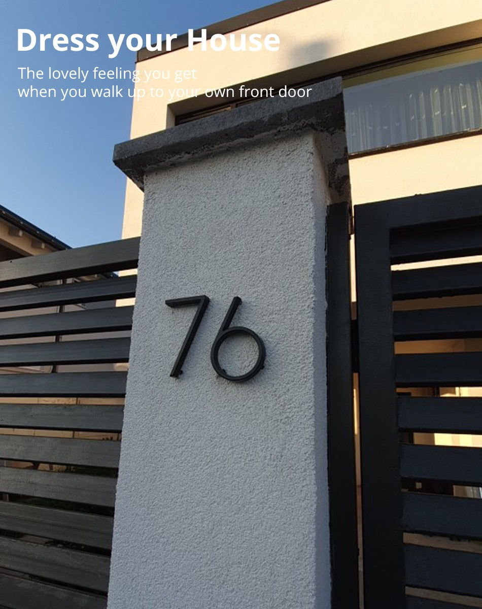 Floating Exterior House Number 5inch Doorplate Letters Metal Address Sign Plate Outdoor Door Plaque Number Dash Slash Sign #0-9