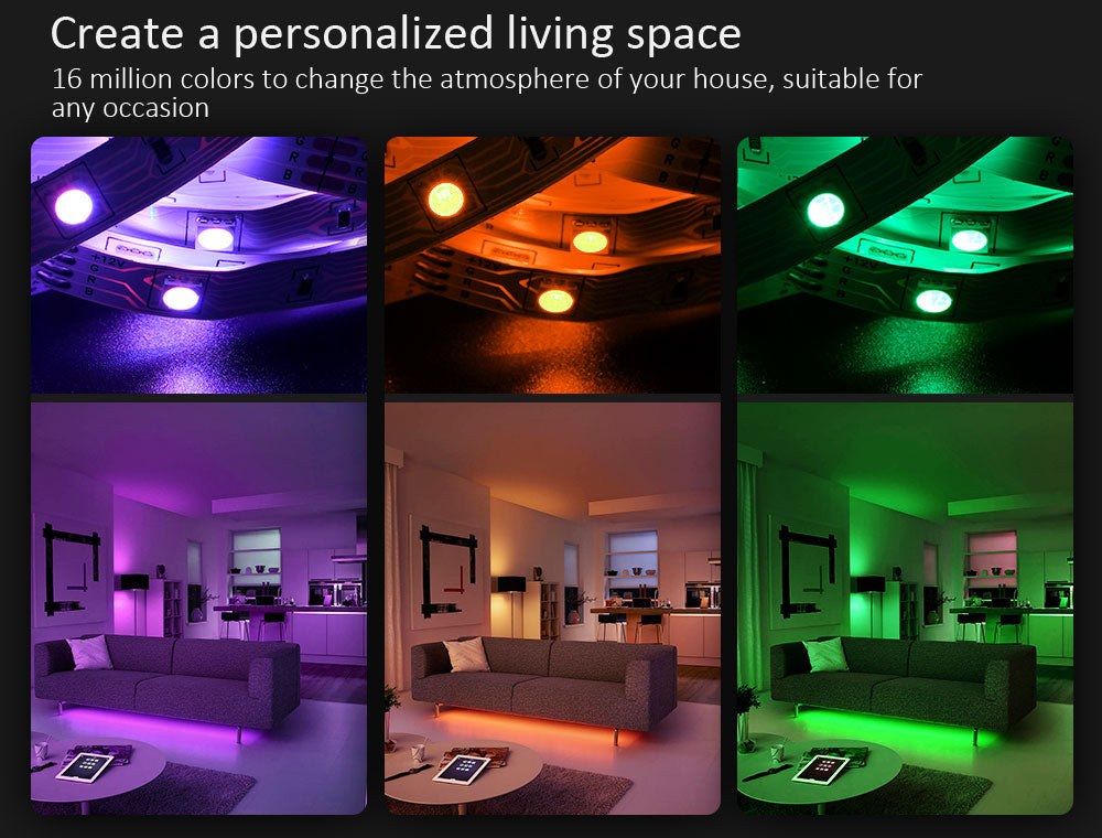 Vibrant DIY RGB LED Strip Light - Create a Stunning Ambiance with a Flexible 5050/SMD3535 Ribbon, Bluetooth Control, and DC 12V Power - Ideal for Christmas Decor and More