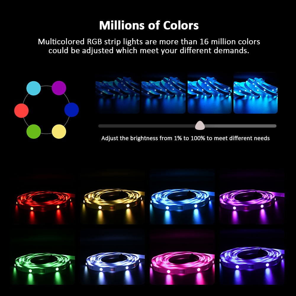 Vibrant DIY RGB LED Strip Light - Create a Stunning Ambiance with a Flexible 5050/SMD3535 Ribbon, Bluetooth Control, and DC 12V Power - Ideal for Christmas Decor and More