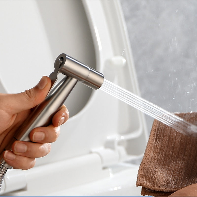 Stainless Steel Handheld Bidet Sprayer Set for Toilet - Bathroom Hand Bidet Faucet with Self-Cleaning Shower Head