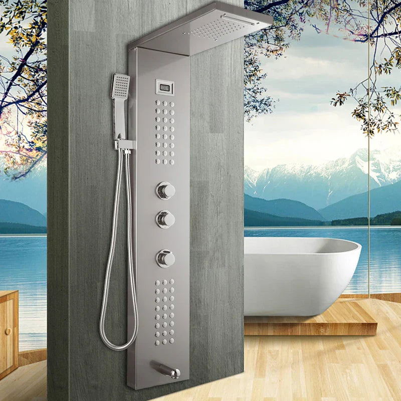DecorBites™ Brushed Nickel Shower Column with Tub Spout & Hand Shower System