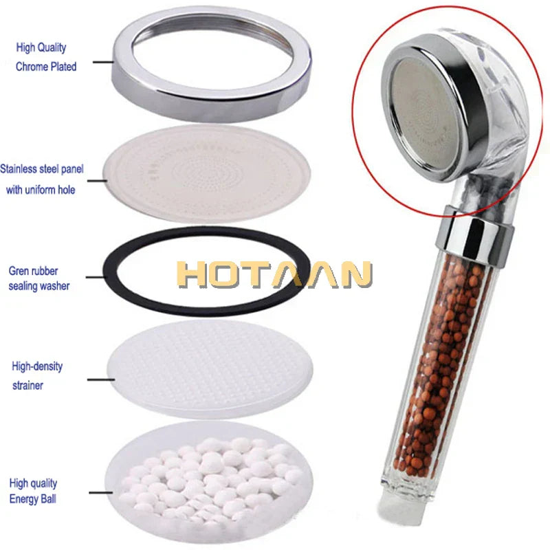 DecorBites™ Crystal Anion Handheld Shower Head Filter Pressurize Water Saving, Bathroom Accessories