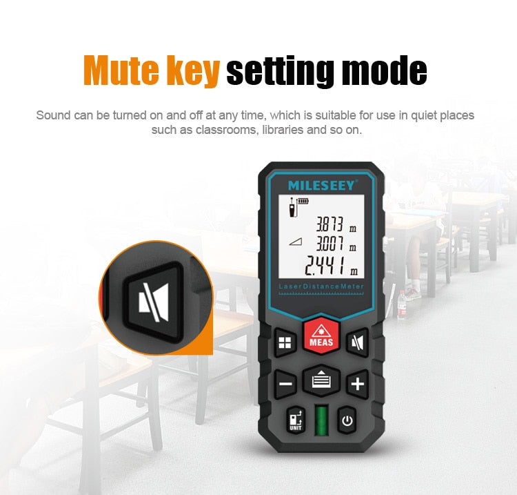 Mileseey Laser Distance Meter Electronic Roulette Laser Digital Tape Rangefinder Trena Metro Laser Range Finder  Measuring Tape