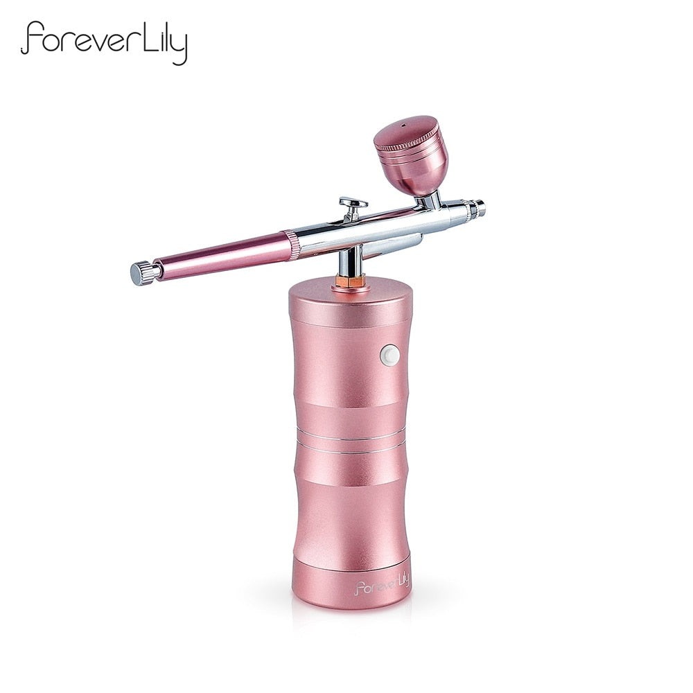 Foreverlily Mini Air Compressor Kit Air-Brush Paint Spray Gun Airbrush For Nail Art Tattoo Craft Cake Face Nano Fog Mist Sprayer