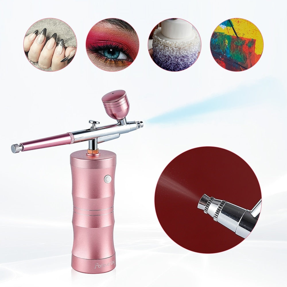 Foreverlily Mini Air Compressor Kit Air-Brush Paint Spray Gun Airbrush For Nail Art Tattoo Craft Cake Face Nano Fog Mist Sprayer