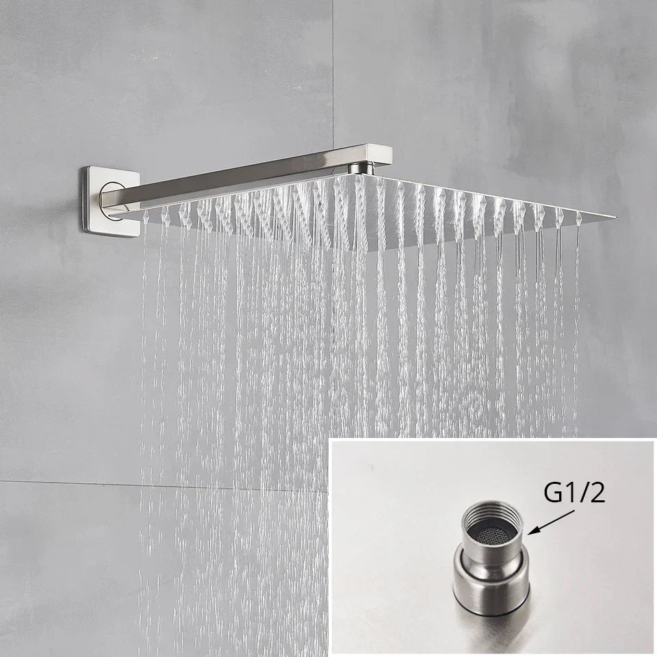 DecorBites™ Brushed Nickel Shower System with Rain Shower Head for Wall Mounted Bathroom